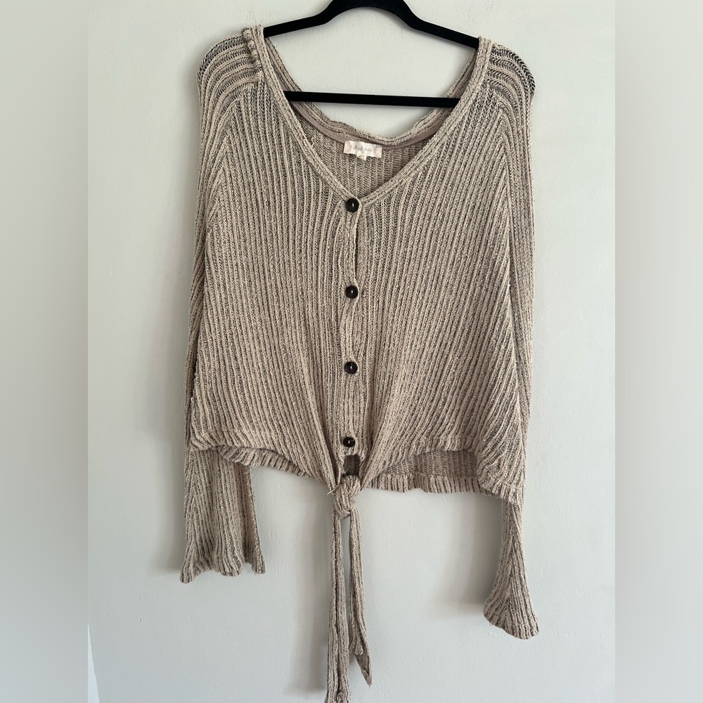 Altar’d State Knit Button Up Bell Long Sleeve Top Sz Medium - Picture 3 of 9